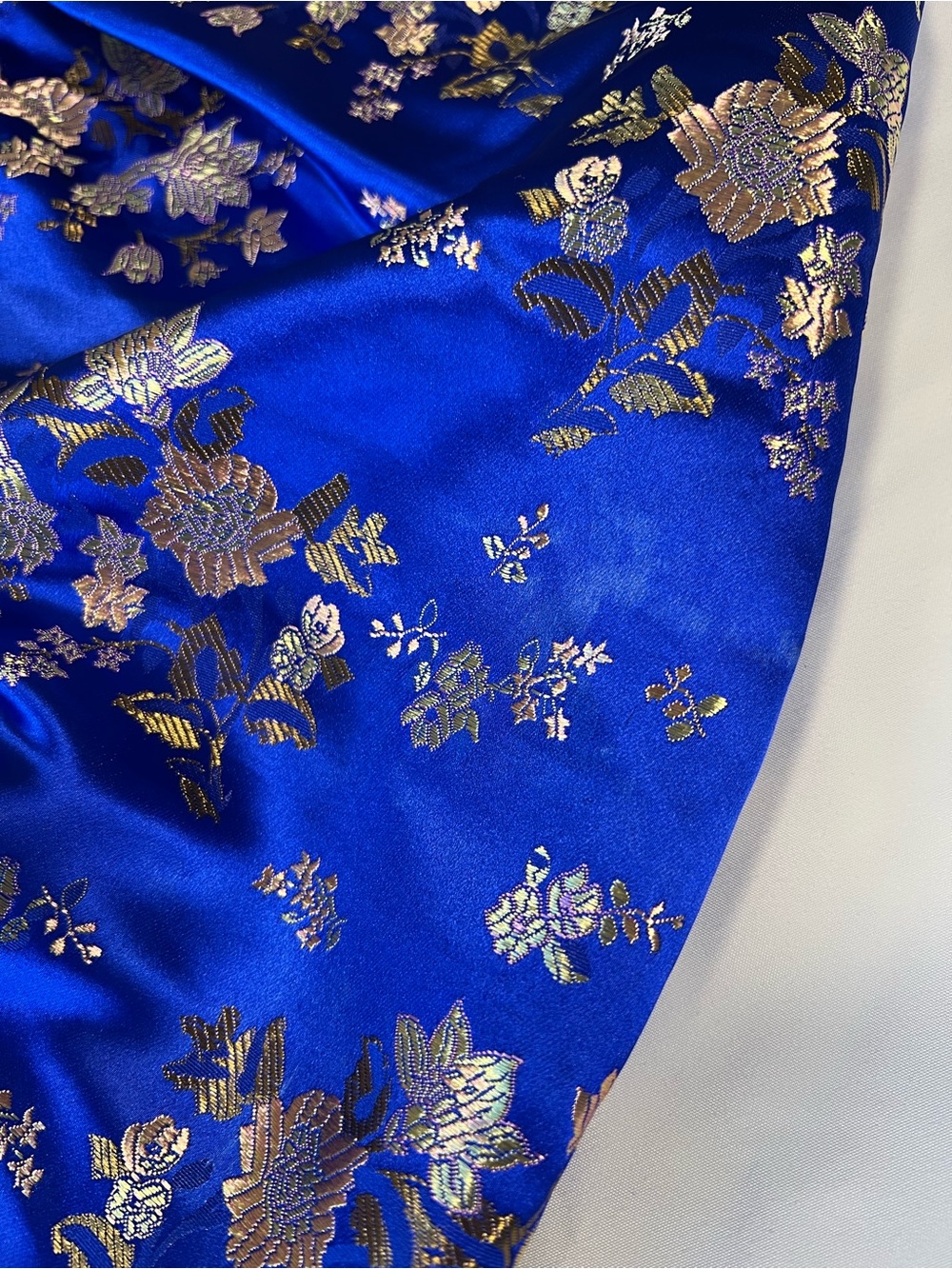 Fashion Nova Royal Blue Satin Floral Corset Crop Top with Gold Accents Sz 1X - Picture 16 of 16